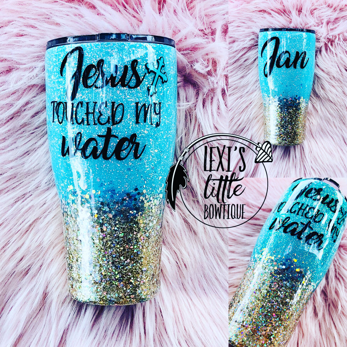 Teal and Gold Personalized Glitter Tumbler. – Lexi's Little Bowtique