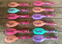 Personalized Floral Hair Brush, Stocking Stuffers, Goody Bags, Cheerleading, Drill Team, Party Favors, Big and Little gifts, Bridesmaid Gift