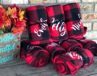 Personalized Buffalo Plaid Fleece Blankets