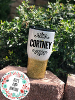 Personalized Glitter Tumbler. Glitter Cup. Glitter Tumbler. Custom Glitter. Gold Print Glittered Tumbler. Custom Tumbler.