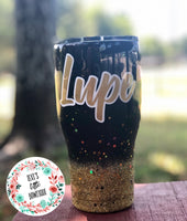 Personalized Glitter Tumbler. Glitter Cup. Glitter Tumbler. Custom Glitter. Black and Gold. Glittered Tumbler. Ombre Tumbler. Free Shipping!