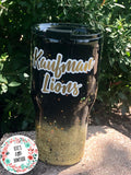 Personalized Glitter Tumbler. Glitter Cup. Glitter Tumbler. Custom Glitter. Black and Gold. Glittered Tumbler. Ombre Tumbler. Free Shipping!