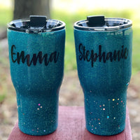 Personalized Glitter Tumbler. Glitter Cup. Glitter Tumbler. Custom Glitter. Teal Glittered Tumbler. Ombre Tumbler. Bridesmaid Gifts!