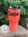 Personalized Glitter Tumbler. Glitter Cup. Glitter Tumbler. Custom Glitter. Coral Glittered Tumbler. Bridesmaid Gifts.