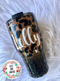 Personalized Glitter Tumbler. Glitter Cup. Glitter Tumbler. Custom Glitter. Cheetah Print Glittered Tumbler. Ombre Tumbler.