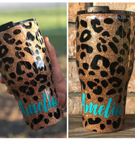 Personalized Glitter Tumbler. Glitter Cup. Glitter Tumbler. Custom Glitter. Cheetah Print Glittered Tumbler. Ombre Tumbler. Free Shipping!