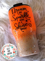 Personalized Glitter Tumbler. Glitter Cup. Glitter Tumbler. Custom Glitter. Orange Glittered Tumbler. Ombre Tumbler. Free Shipping!