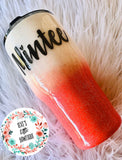 Personalized Glitter Tumbler. Glitter Cup. Glitter Tumbler. Custom Glitter. Coral and white Glittered Tumbler. Ombre Tumbler. Free Shipping!