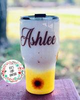 Personalized Glitter Tumbler. Glitter Cup. Custom Glitter. Sunflowers. Rustic.  Glittered Tumbler. Ombre Tumbler. Free Shipping.