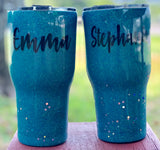 Personalized Glitter Tumbler. Glitter Cup. Glitter Tumbler. Custom Glitter. Teal Glittered Tumbler. Ombre Tumbler. Bridesmaid Gifts!