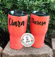 Personalized Glitter Tumbler. Glitter Cup. Glitter Tumbler. Custom Glitter. Coral Glittered Tumbler. Bridesmaid Gifts.