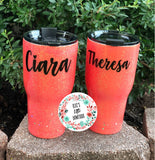 Personalized Glitter Tumbler. Glitter Cup. Glitter Tumbler. Custom Glitter. Coral Glittered Tumbler. Bridesmaid Gifts.