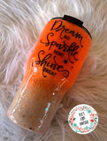 Personalized Glitter Tumbler. Glitter Cup. Glitter Tumbler. Custom Glitter. Orange Glittered Tumbler. Ombre Tumbler. Free Shipping!