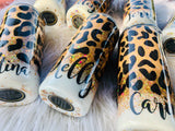 Cheetah Print Personalized Glitter Tumbler.