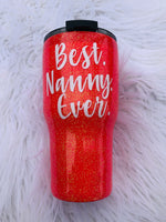 Coral Personalized Glitter Tumbler.