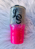 Silver and Neon Pink Tumbler