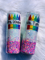 Teacher Tumbler:Crayon Design