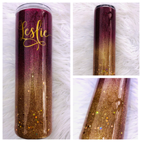 Burgundy and Gold Ombré Tumbler