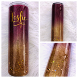 Burgundy and Gold Ombré Tumbler