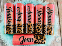 Cheetah Print Personalized Glitter Tumbler.