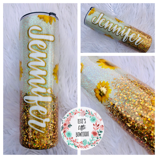 Teal and Gold Personalized Glitter Tumbler. – Lexi's Little Bowtique