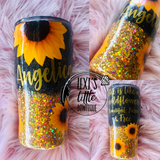 Black and Gold Sunflower Tumbler