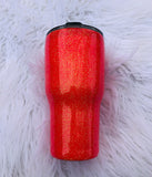 Coral Personalized Glitter Tumbler.