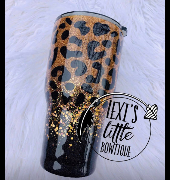 Black and Gold Personalized Glitter Tumbler. – Lexi's Little Bowtique